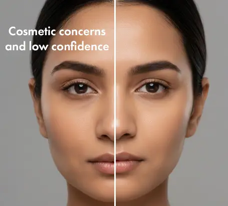 Cosmetic concerns and low confidence