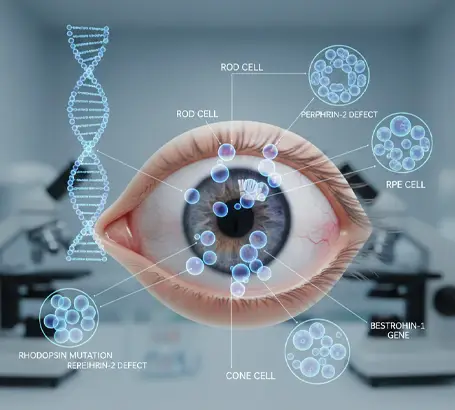 Genetic mutations affecting retinal cells