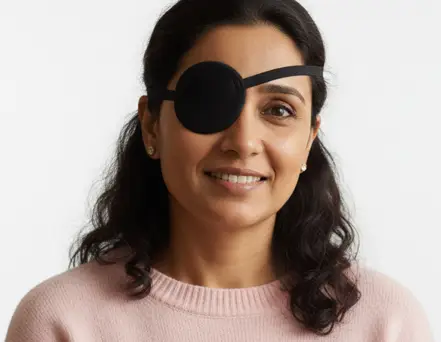 Temporary eye patching for relief from double vision